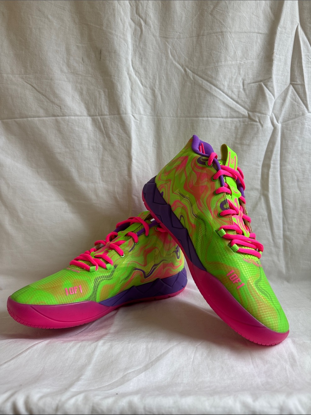 Vibrant Neon Green & Hot Pink Athletic Sneakers